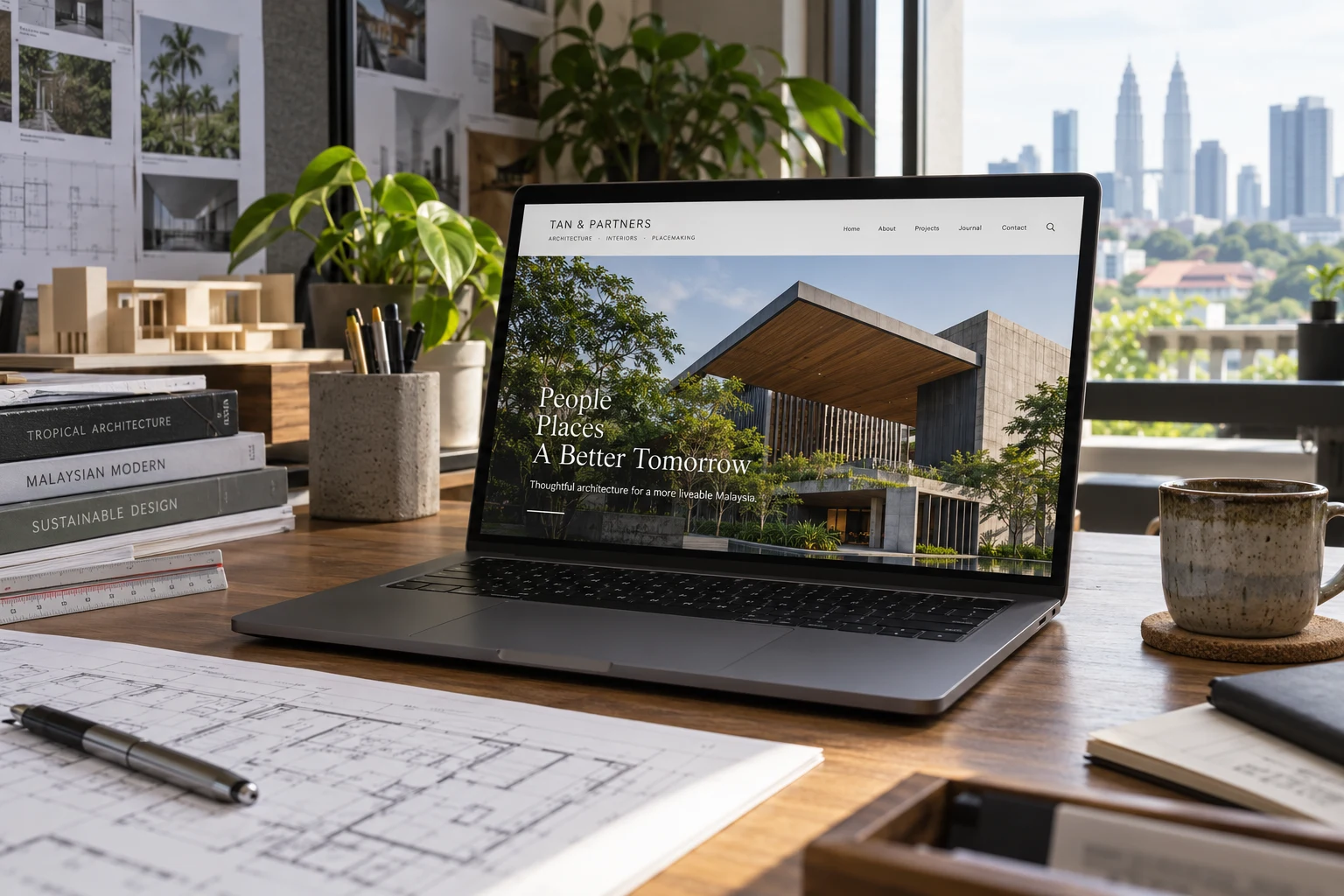Architecture business website displayed on a laptop
